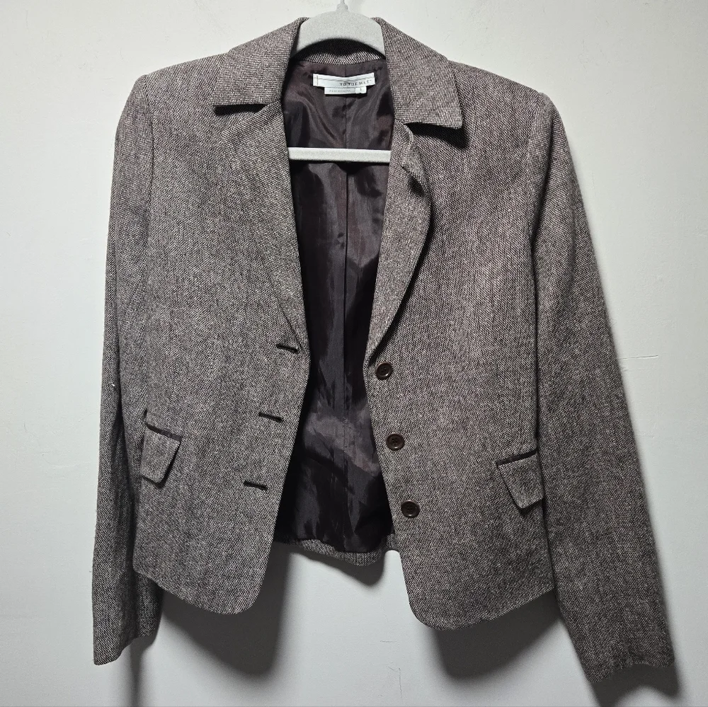 To The Max Wool Blend Brown Blazer Suit Jacket Size 6 Career Wear Business